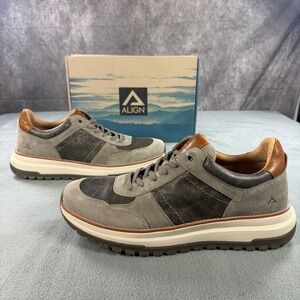 Align Bryce Pietra Grey Taupe Leather Suede Sneakers AL0007838 Mens 13 NEW